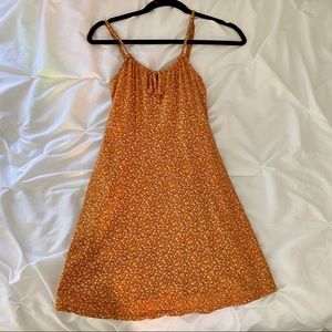 Dark yellow floral dress with tie front